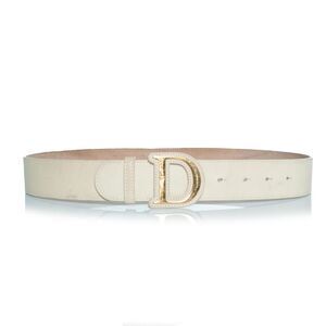 Dior, gold buckled D belt with beige leather